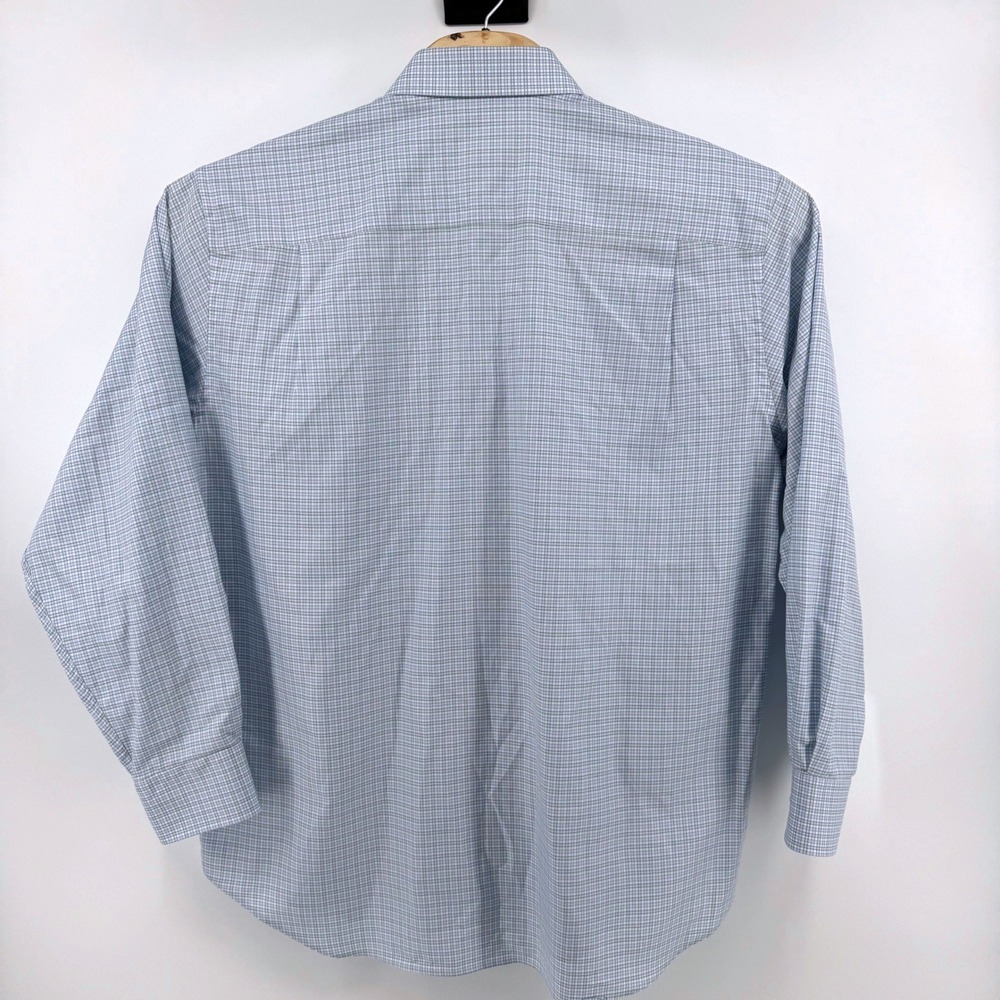 David Donahue Button Dress Shirt Sz 17 34/35 Blue Green Reg Fit Tattersall Check - Picture 3 of 10